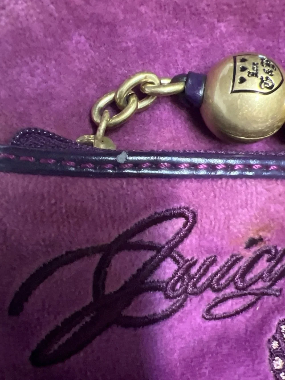 Vintage Juicy Couture Plum Velvet Crossbody Bag with Embroidered Crest